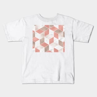 Summer peach marble geometry Kids T-Shirt